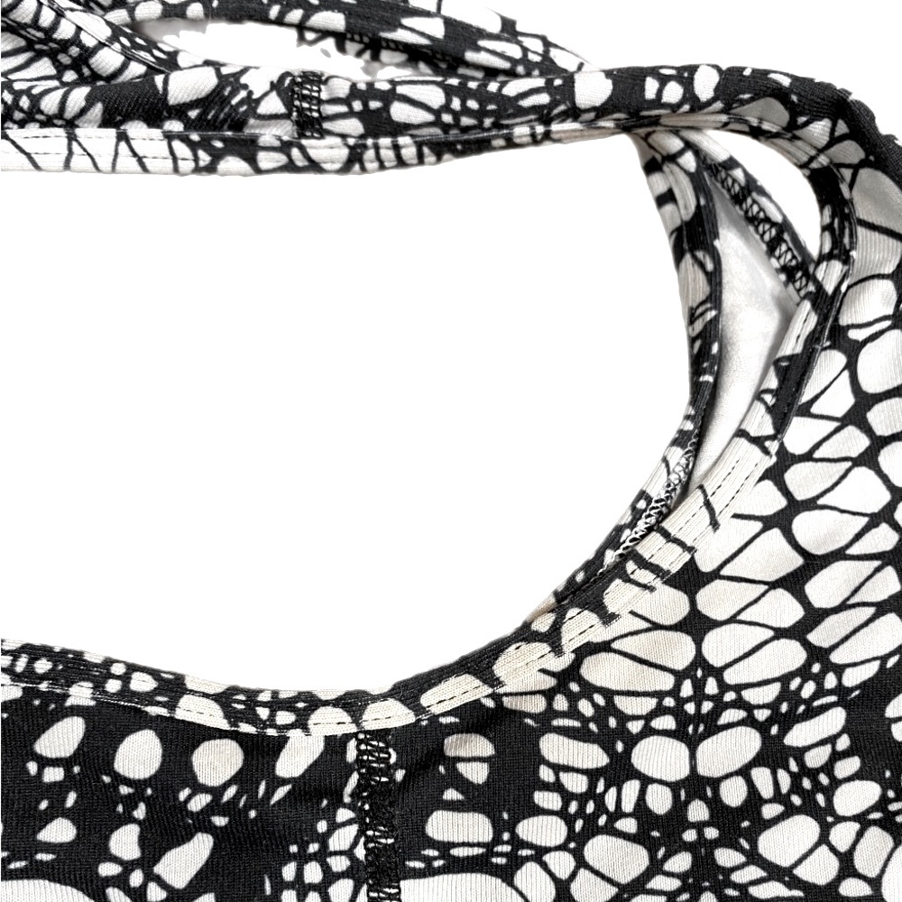 Lululemon Cool Racerback Glacier Lace Print Tank Top Black White Size 6 - Picture 5 of 5